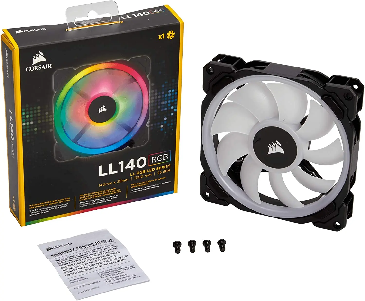Corsair Ll Series, Ll140 Rgb, 140Mm Dual Light Loop Rgb Led Pwm Fan, Confezione Singola