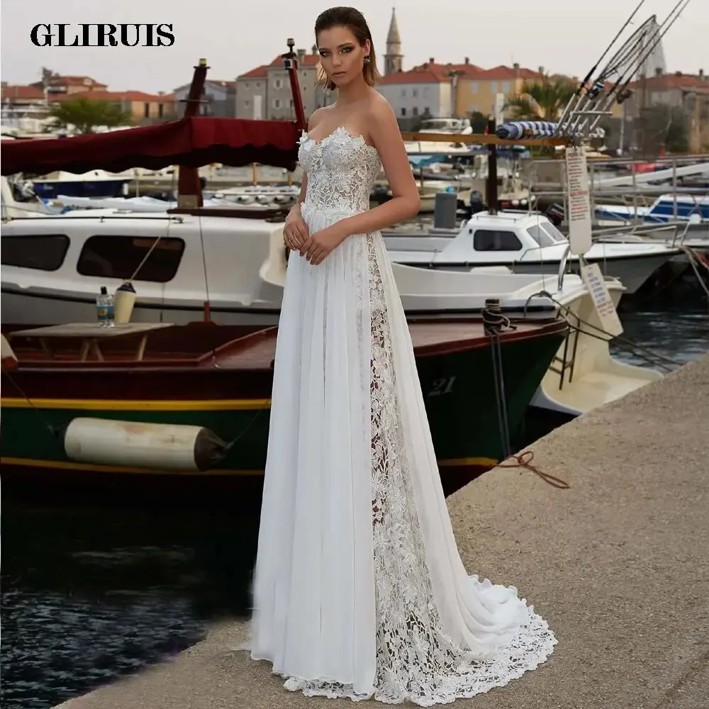 

Женское кружевное свадебное платье It's yiiya, белое шифоновое платье со съемной юбкой без бретелек и цветочной аппликацией на лето 2019