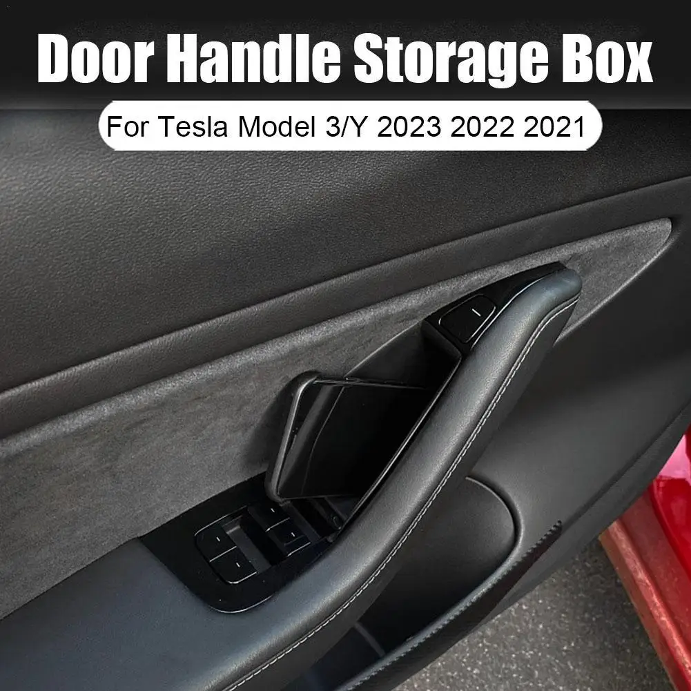 

Ящик для хранения дверных ручек Tesla Model 3 Y 2023 2022 2021, боковой флокирующий лоток, скрытый органайзер для салона автомобиля