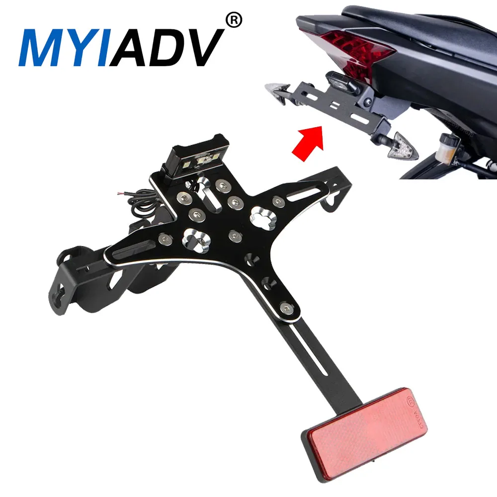 

For Yamaha MT07 FZ07 MT-07 FZ-07 2014-2017 2018 2019 Adjustable Motorcycle Rear Latera License Plate Bracket With LED Reflector
