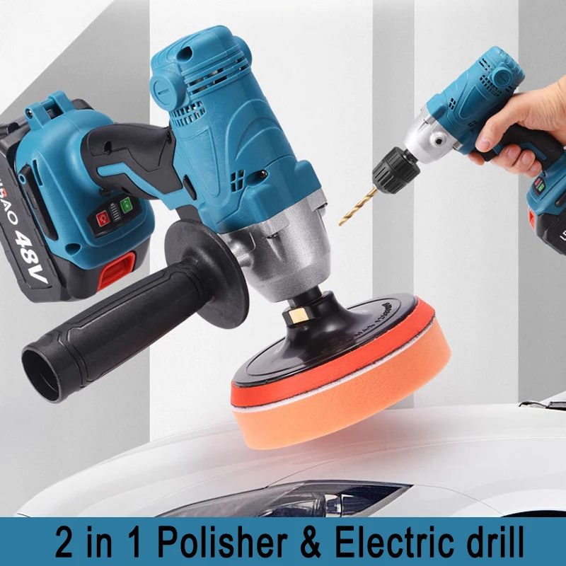 Wireless Electric Drill & Car Polisher 2 in 1 3100RPM Multi functional