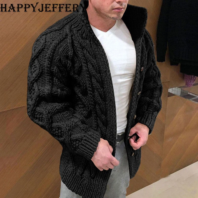 남성용 가을 겨울 니트 가디건 스웨터, 턴다운 칼라 스웨터, 풀오버 캐주얼 가디건, SW07