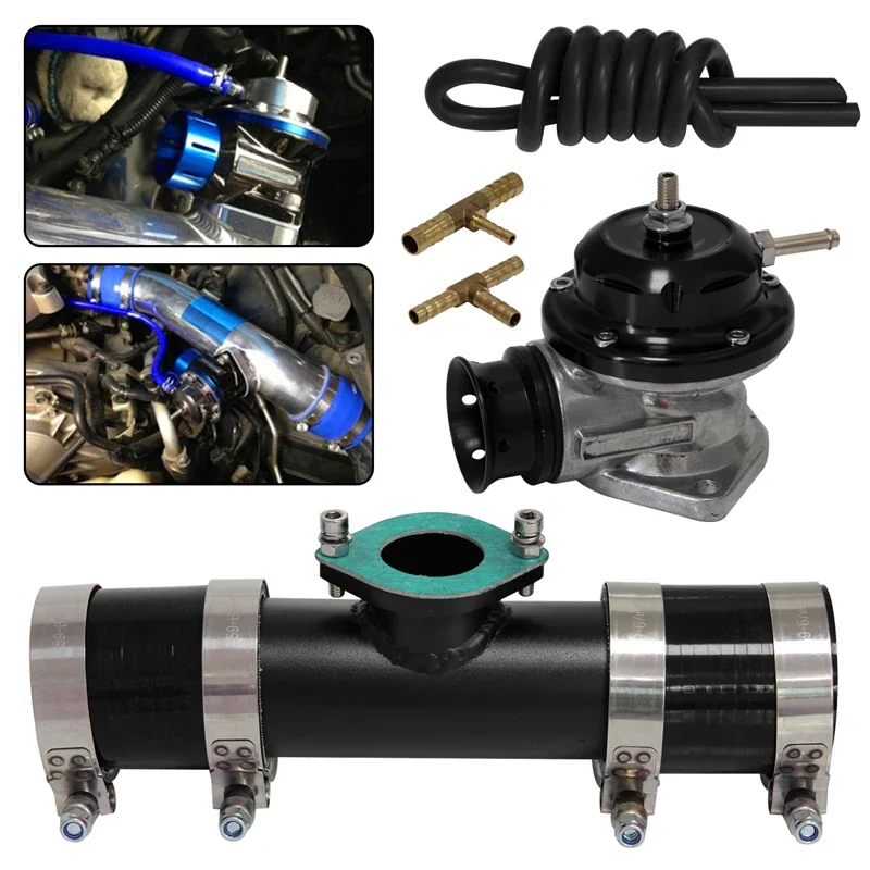 

Универсальный Регулируемый 10PSI Тип RS RZ турбо выдувной клапан + 1/4 "Фланцевая труба + Силиконовые Шланги + зажимы