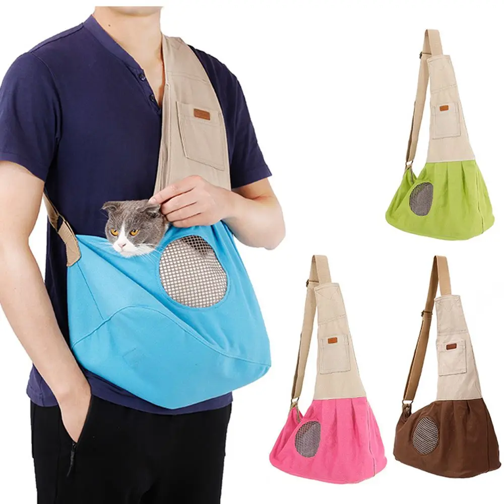 

Travel Breathable Mesh One-Shoulder Foldable Canvas Messenger Bag Pet Go Out Backpack Pet Carrier
