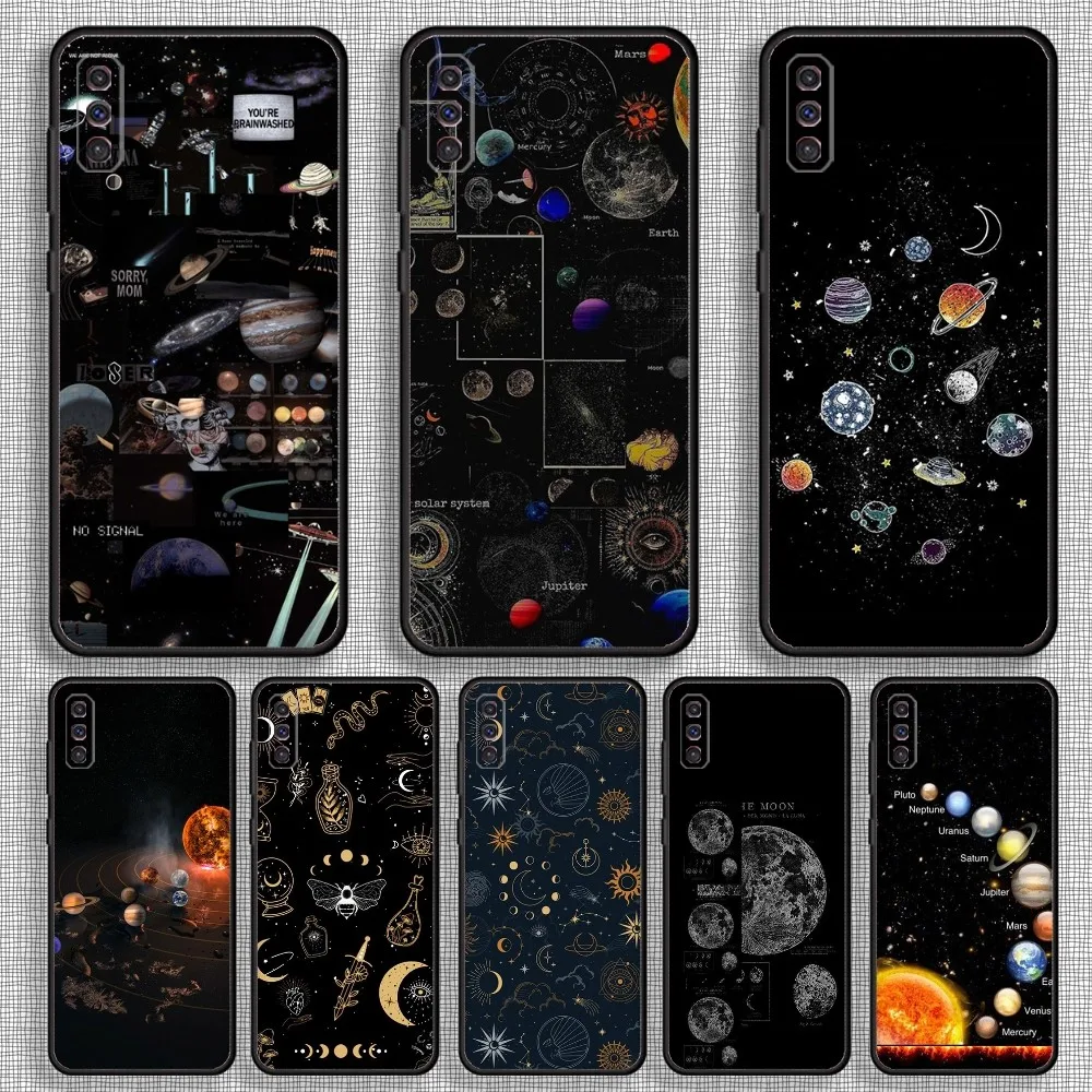 Custodia Per Telefono Space Planet Stars Moon Per Samsung S23,23,22,30,21,10,9,Note20 Ultra,Lite,Ultra,5G,Plus,Fe, Custodia Morbida Nera