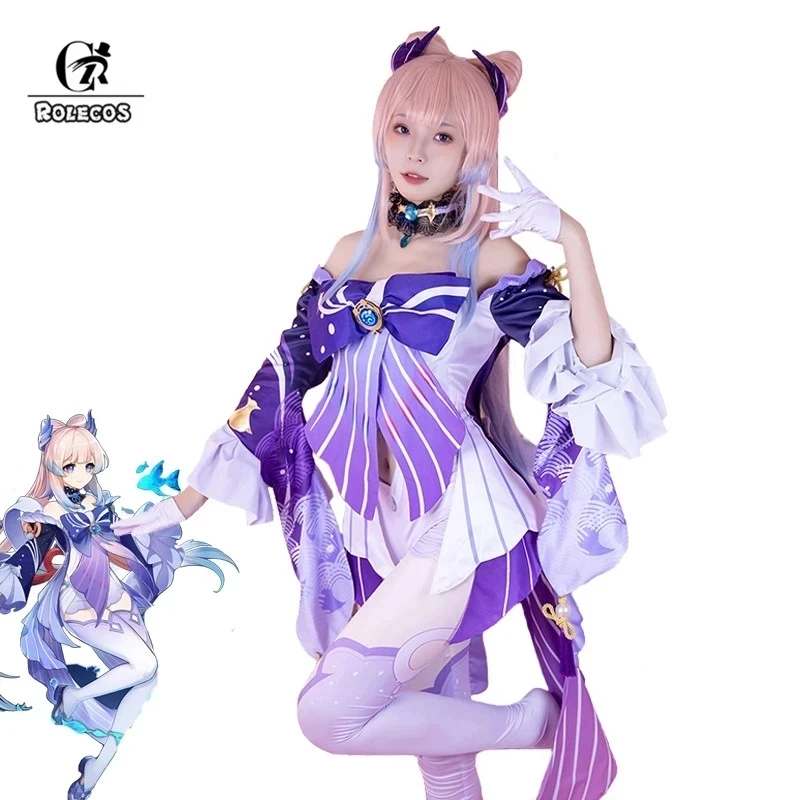 CR ROLECOS Kokomi Cosplay for Genshin Impact Outfit Sangonomiya Kokomi Cosplay Costume Halloween Suit S CR ROLECOS Sangonomiya Kokomi Cosplay Bunny Costume Women 2 Pieces