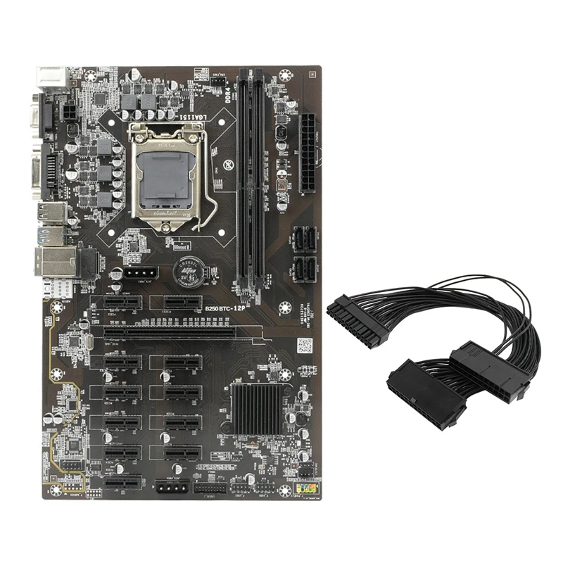 Материнская плата B250 BTC для майнинга 12 PCIE графический слот LGA 1151 DDR4 16 Гб ОЗУ SATA3.0