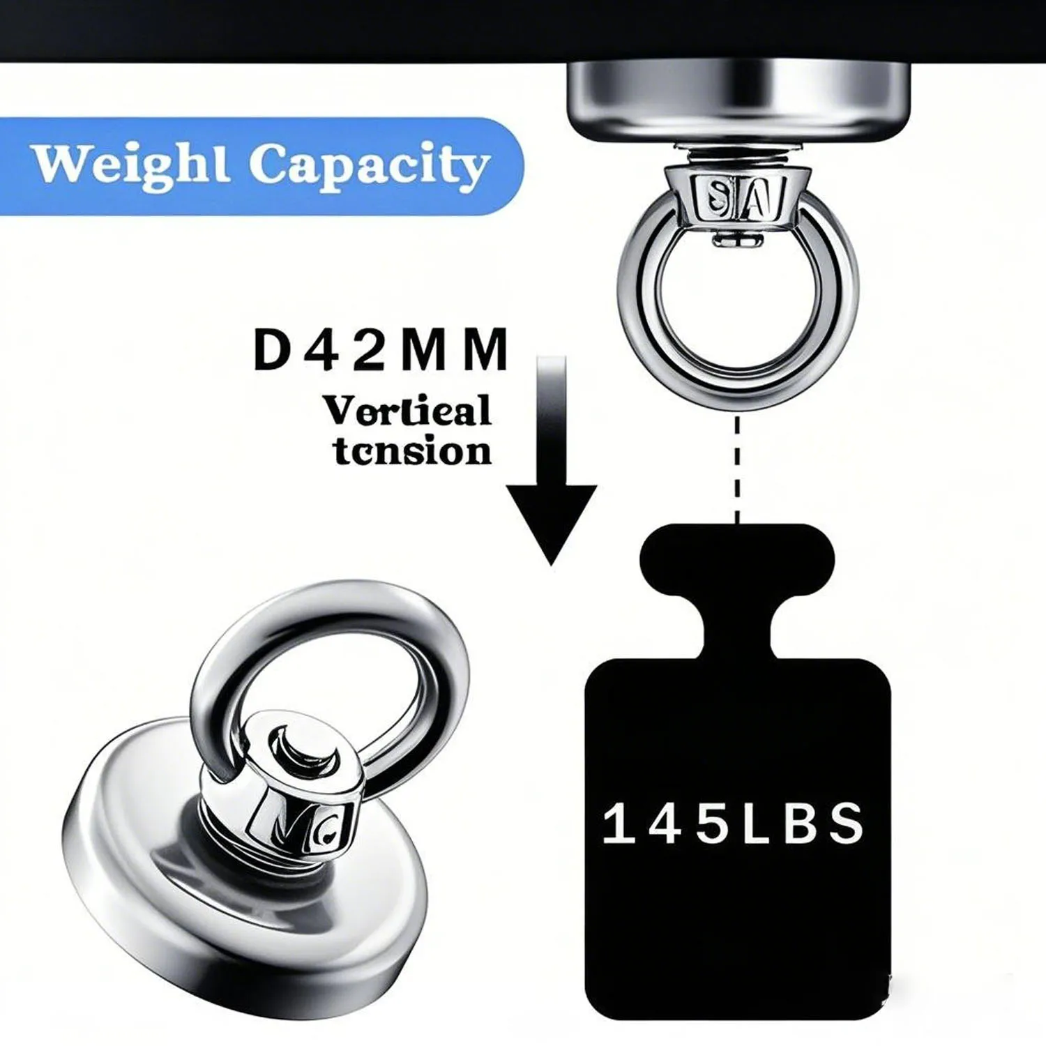 Super Strong Neodymium Fishing Magnets D16 D90mm Rare Earth Magnet Countersunk Hole Eyebolt for Salvage Magnetic Fishing