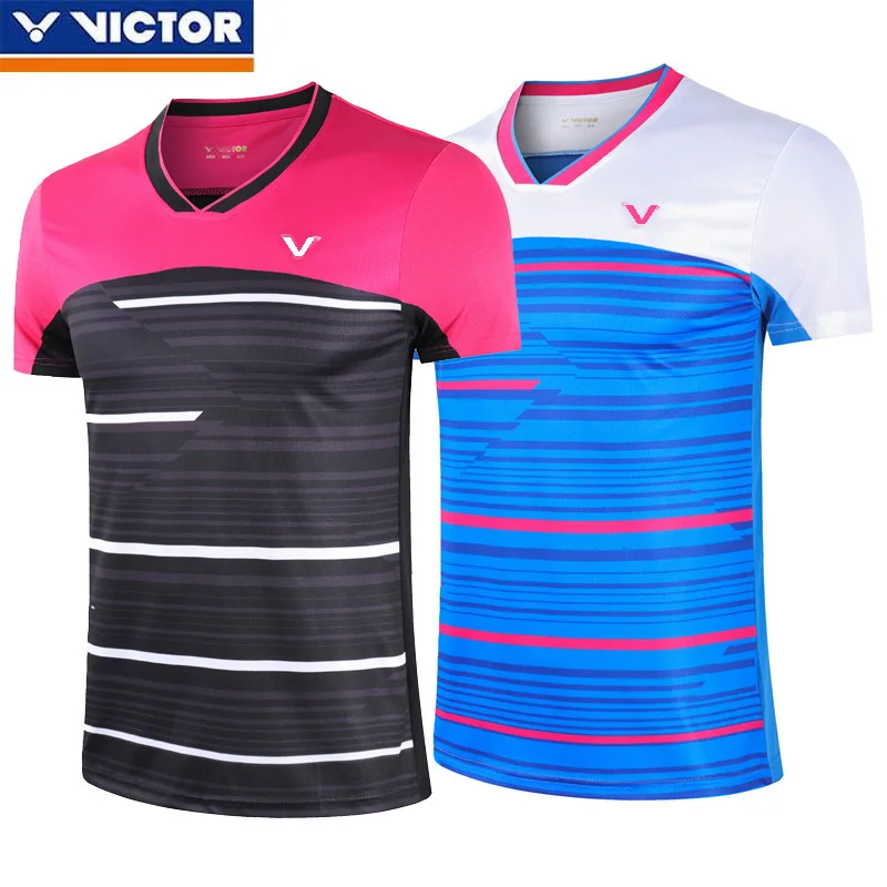 Victor New Badminton Jersey Men's and Women's Short-sleeved Quick-drying Summer Sportswear Breathable