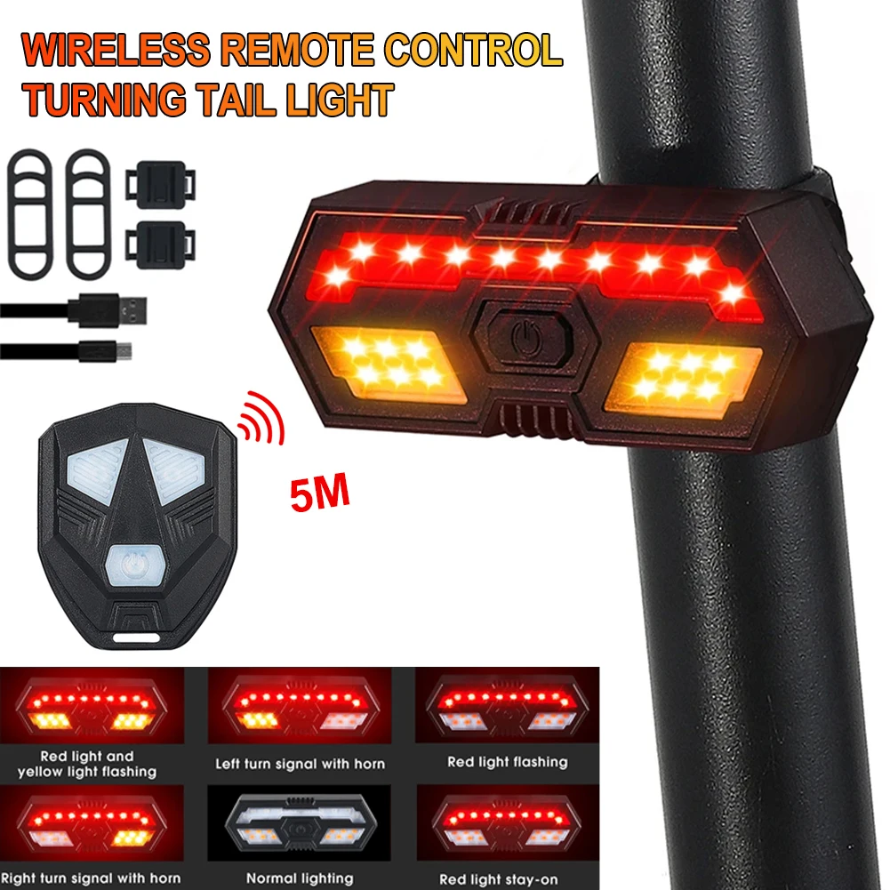 

WEST BIKING Bicycle Taillight with Horn Wireless Remote Control Rechargeable LED Turn Signal MTB Road Bike Waterproof Rear Light