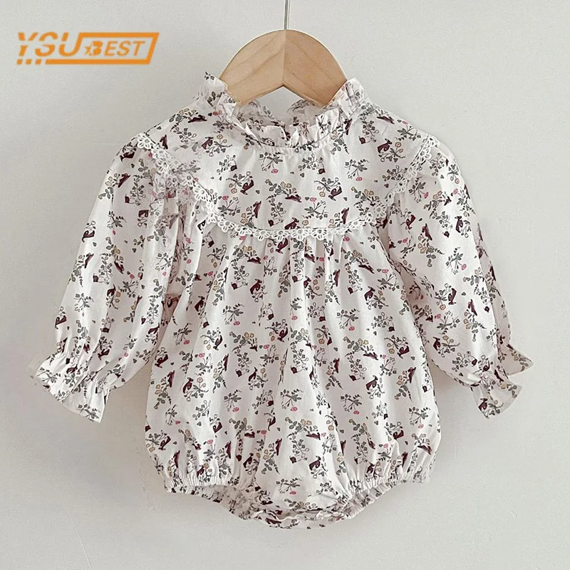 

Spring Autumn New Newborn Kids Baby Girls Long Sleeve Sweet Printing Princess Rompers Infant Kids Baby Girls Rompers Clothes