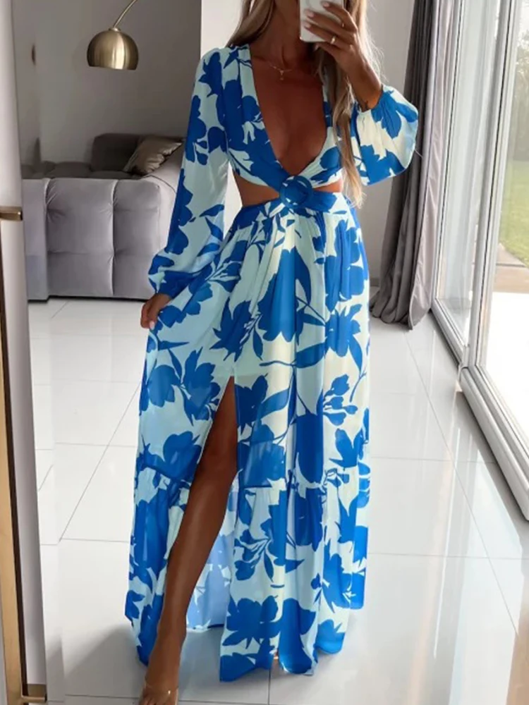 Sexy Backless Bow Thin Chiffon Long 