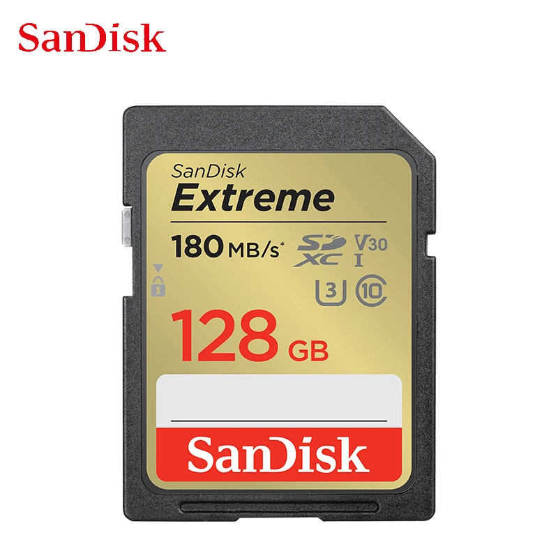 

SanDisk Extreme SD Card 64GB 128GB SDHC/SDXC Memory Card 256GB 32GB 512GB Class10 U3 4K V30 180M UHS-I Flash Card For Camera