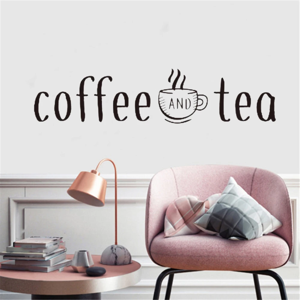 Coffee And Tea Wall Stickers Kitchen Decoration Wall Decals Home Kitchen Art Design Sticker Coffee Bar Quotes Sticker