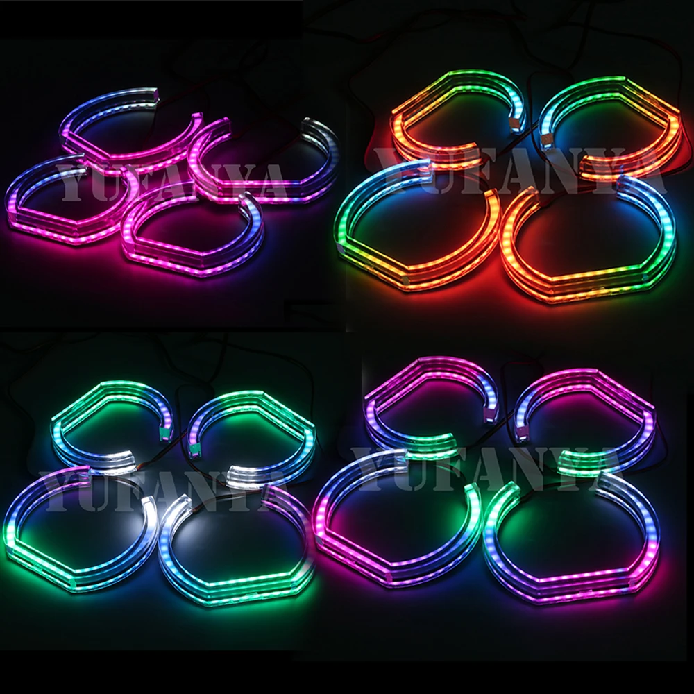 Heart-Shaped SRGB Color-Chasing Dynamic Angel Eyes Turn Signals Light  Bluetooth Wireless Control LED Sequential Flowing Halo - AliExpress