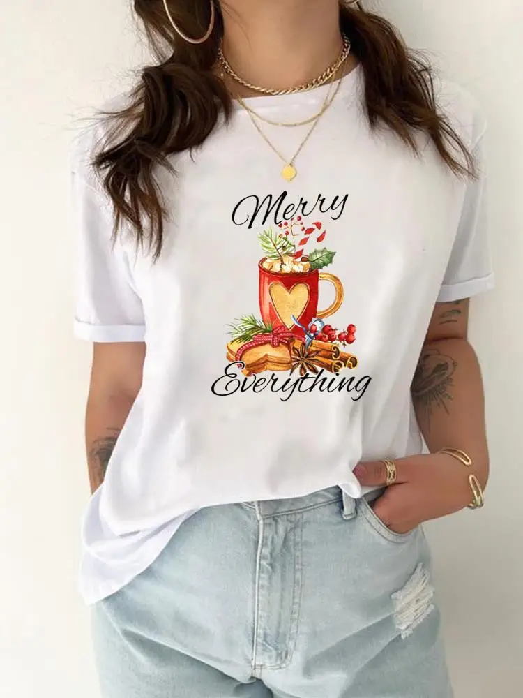 

Модная одежда, красивая стильная трендовая футболка с графическим рисунком на Новый год и Рождество, женская футболка с принтом, Женская Праздничная футболка с коротким рукавом