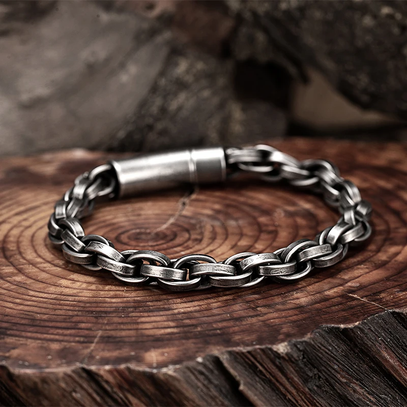 Men's Stainless Steel Trendy Bracelet Woven Hand Twisted Fried