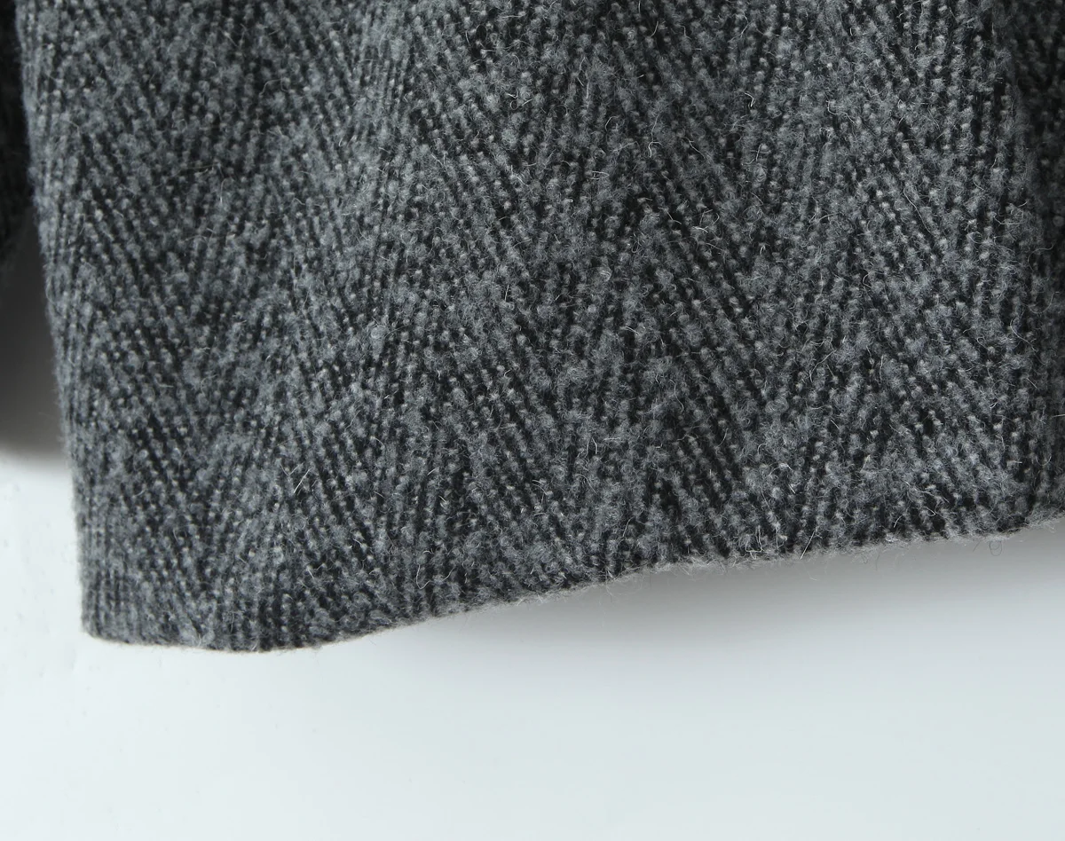 2 Pieces 1 Set CHILL Notched Tweed Weave Oversized Blazer High Waist Package Hips A-line Mini Skirt Suits Matching Gray