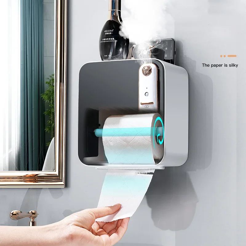 Intelligent aromatherapy toilet tissue box storage rack toilet paper paper roll box without punching waterproof toilet paper holder,toilet paper rack,toilet roll holder