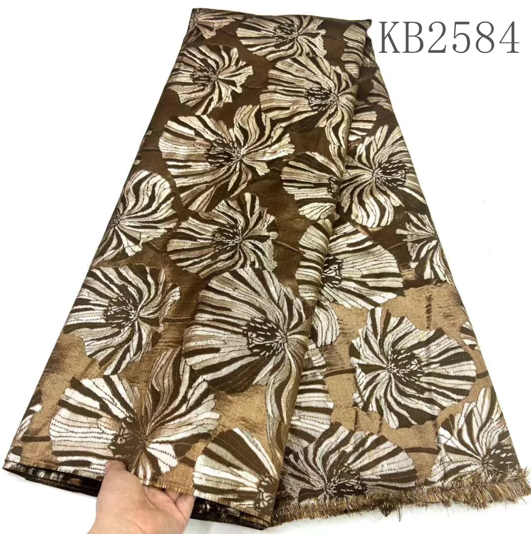 

African Brocade Jacquard Fabrics Damask Fabric Jacquard Silk Fabric 2023 Tulle Satin Print Gild Lace Fabric for Sewing KB2584