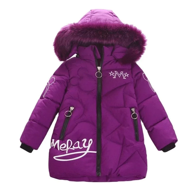 Girls Winter Jacket - Heavyweight Long Style Coat With Detachable Velvet Hood