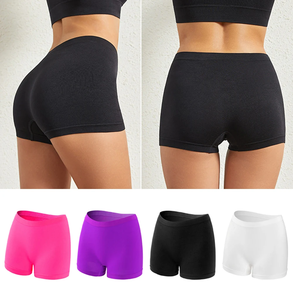 Ladies Workout Seamless Ice Silk Solid Biker Shorts Boxer Short Leggings Sports Yoga Pants Women's Shorts Panties