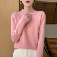 100% Merino Wool Women's Sweater, Classic, Knitted, Crew Neck, Long Sleeves, Pullover, Warm, Top, Basic, Autumn/Winter 2024 2
