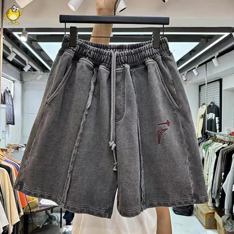 Heavy Fabric Casual Loose Washed THUG CLUB Shorts Men Woman Top Quality Drawstring Fashion Streetwear