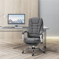 Vinsetto High-Back Executive Office Chair with Footrest, Linen-Fabric Computer Chair with Padded Armrests, Gray 2