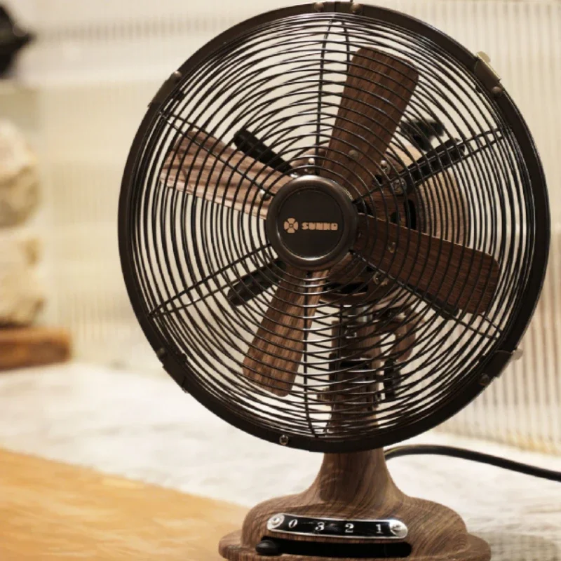 

Retro 8 Inch Electric Fans ，Antique Wood Grain Mini Home Office Dormitory Shaking Head Portable Fan ，Pure Copper Motor Desk Fans