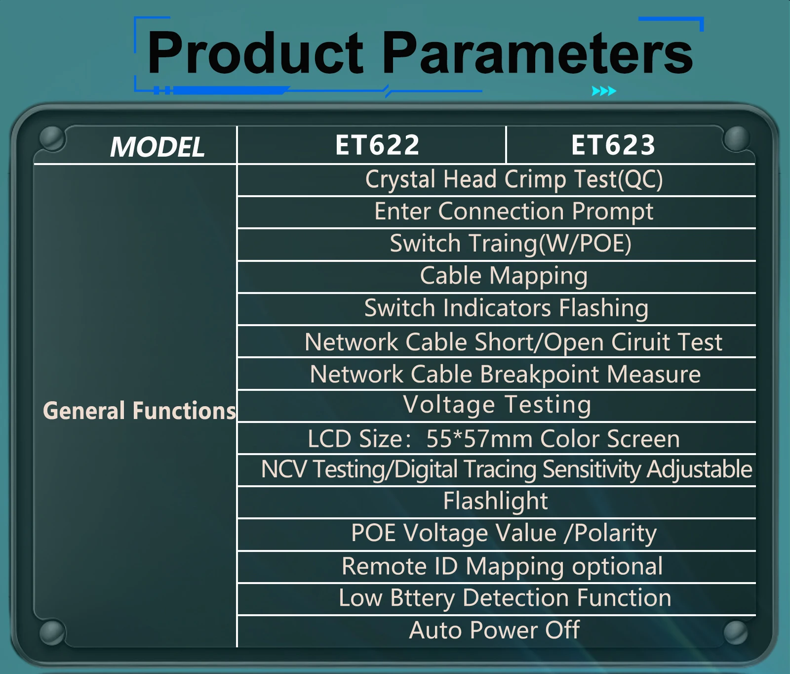 400M Network Cable Tester POE Test Cable Mapping AC/DC Multimeter Network Cable