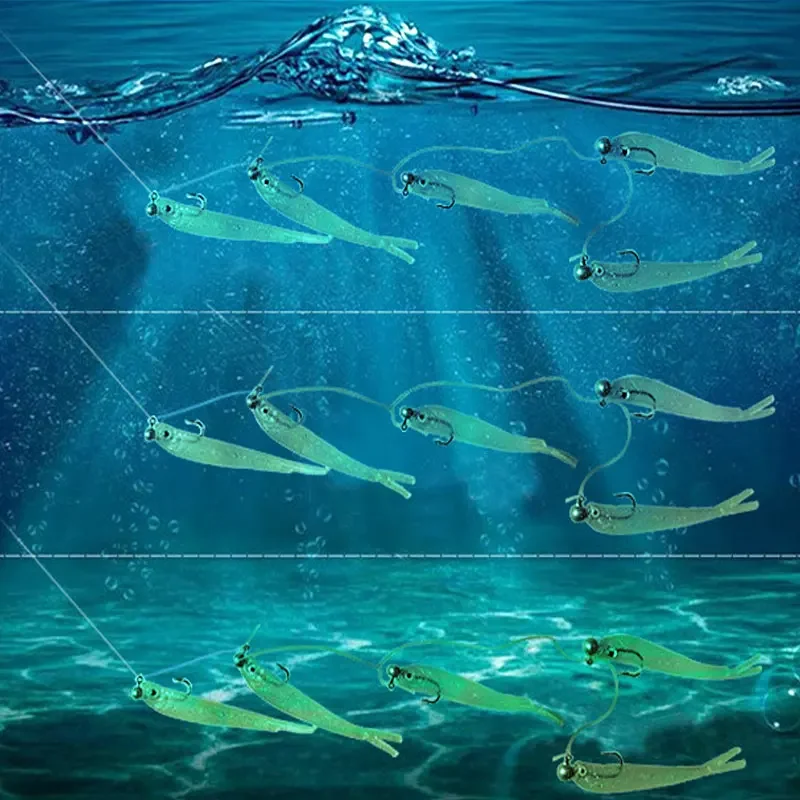 5 pz Esche Da Pesca Cluster Richiamo Esca Morbida 3D Occhi Testa Coda Wobbler Simulazione Esca Da Pesca Spigola Accessori Per la Pesca 2