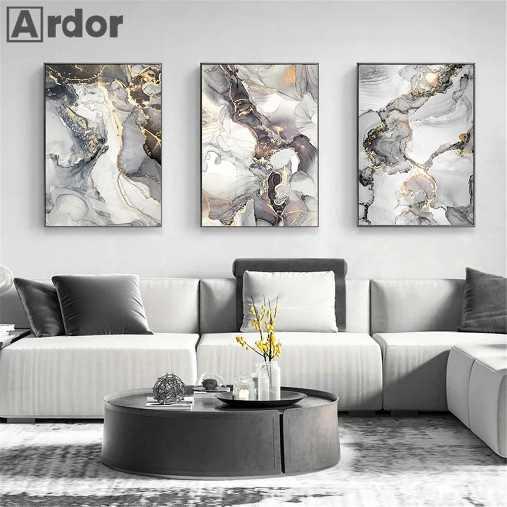 

Modern Abstract Gold Black Marble Posters and Prints Luxury Wall Art Canvas Painting Nordic Wall Pictures Living Room Home Decor