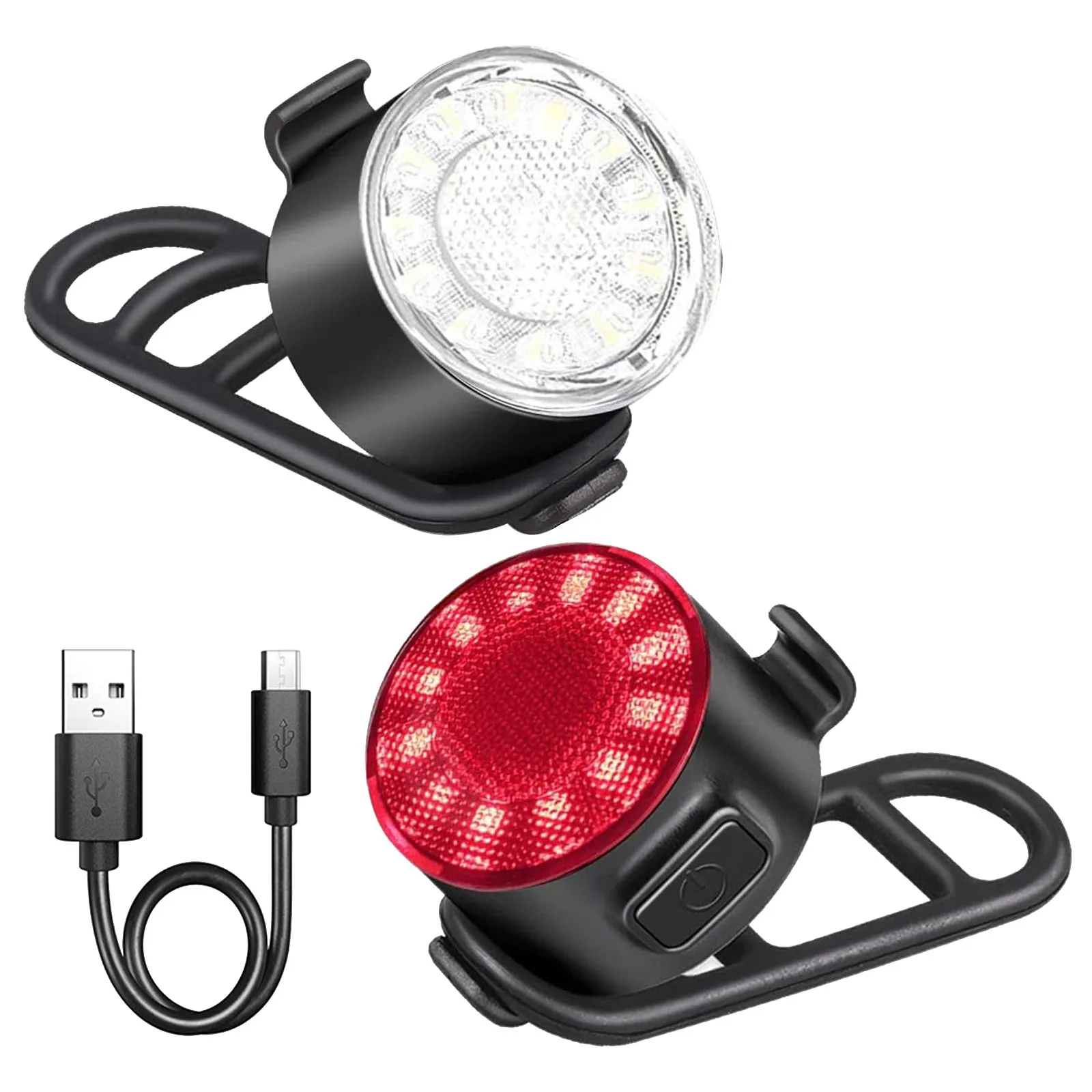 

Front And Rear Bicycle Lamp Headlight With Taillight Lighting Set Flashing Bicycle Alert Usb Rechargeable Led Warning Lights