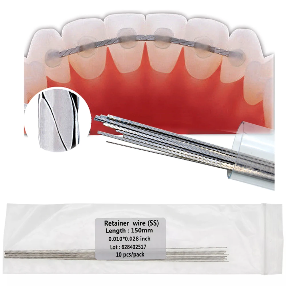 10PCSBagStainlessSteelDentalRetainerWires00100028Rectangular