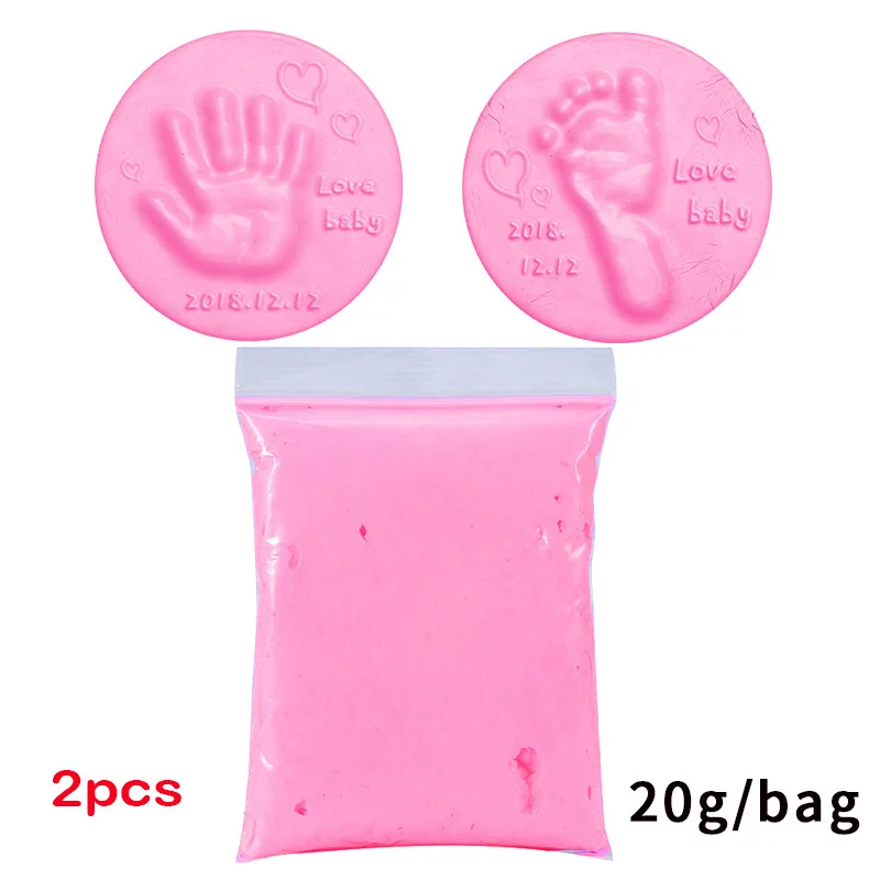 2Pcs Baby Care Air Drying Soft Clay Baby Handprint Footprint Imprint Kit Casting Parent-Child Hand Inkpad Fingerprint Kids Toys souvenirs for a newborn baby boy Baby Souvenirs