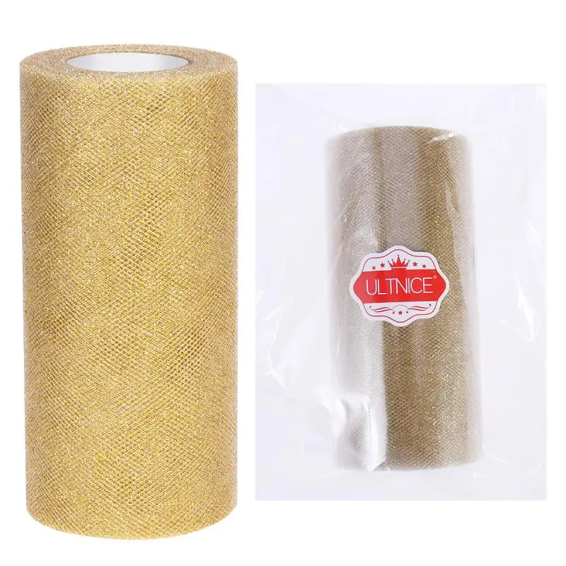 Sparkling Glitter Tulle Fabric Ribbon Roll Sparkle Mesh Ribbon 6 Inch Width 25 