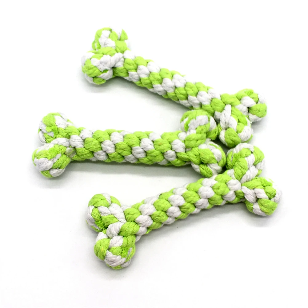 

Puppy Molar Toy Bite Resistant Tnteractive Cotton Rope Braided Dog Bone Doggy Cleaning Teeth Chew Toys Pet Teething Biting Toy