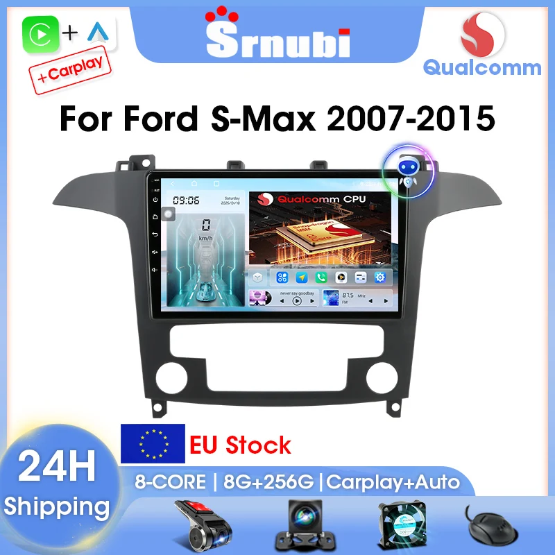 Srnubi 2 Din 8-core Auto Radio Drahtlose Carplay Android auto WIFI GPS BT DSP Universal-Multimedia-Player für Ford S-MAX 2007-2015