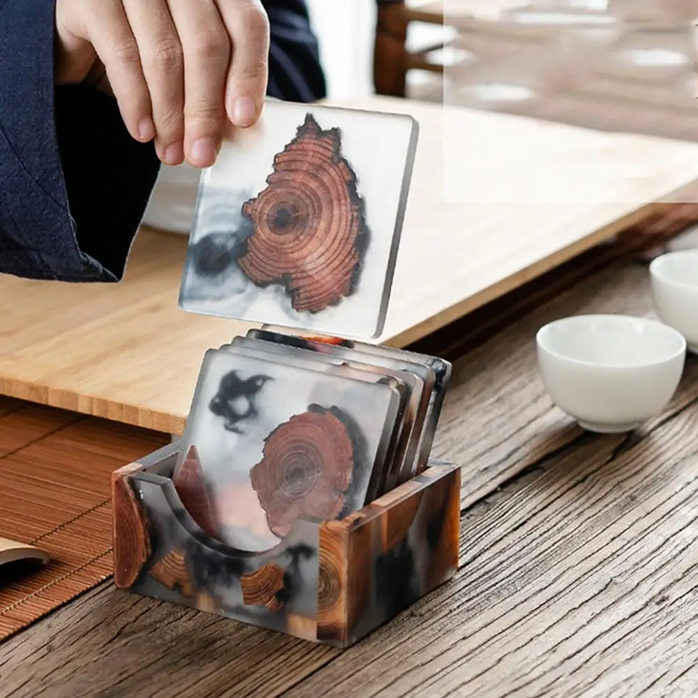 Description Picture 5 of itemCreative Resin Pine Coasters Heat-resistant Placemats Drink Mat Tea Coffee Cup Pad Waterproof Non-slip Table Decor Tableware Pad