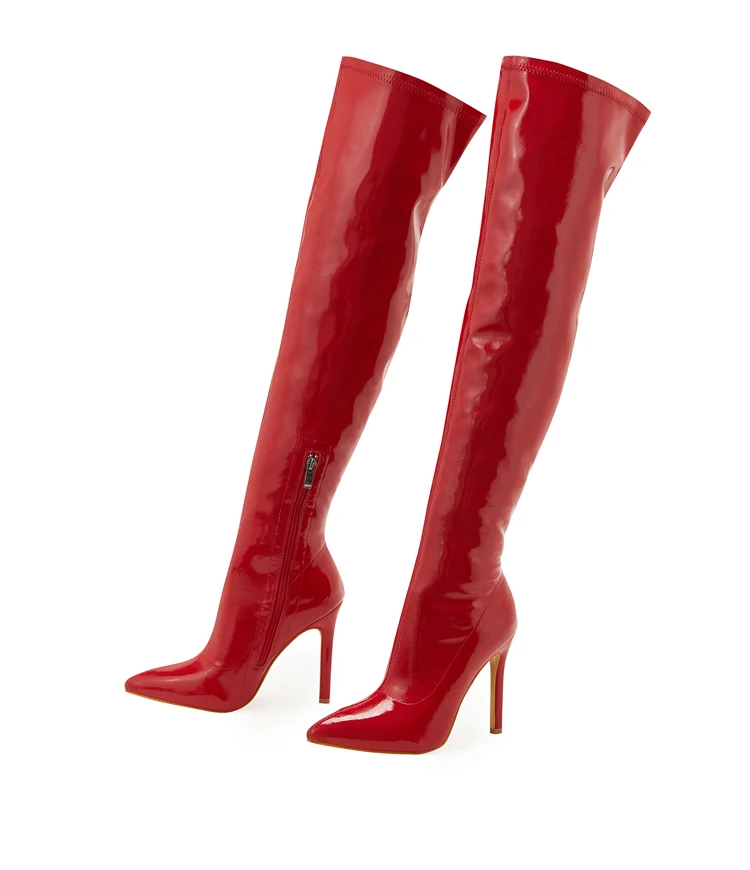 Shiny stiletto high heels over-the-knee boots