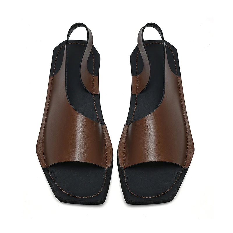Designer Leather Sandals For Men Casual Summer Beach Slides_voghion.com