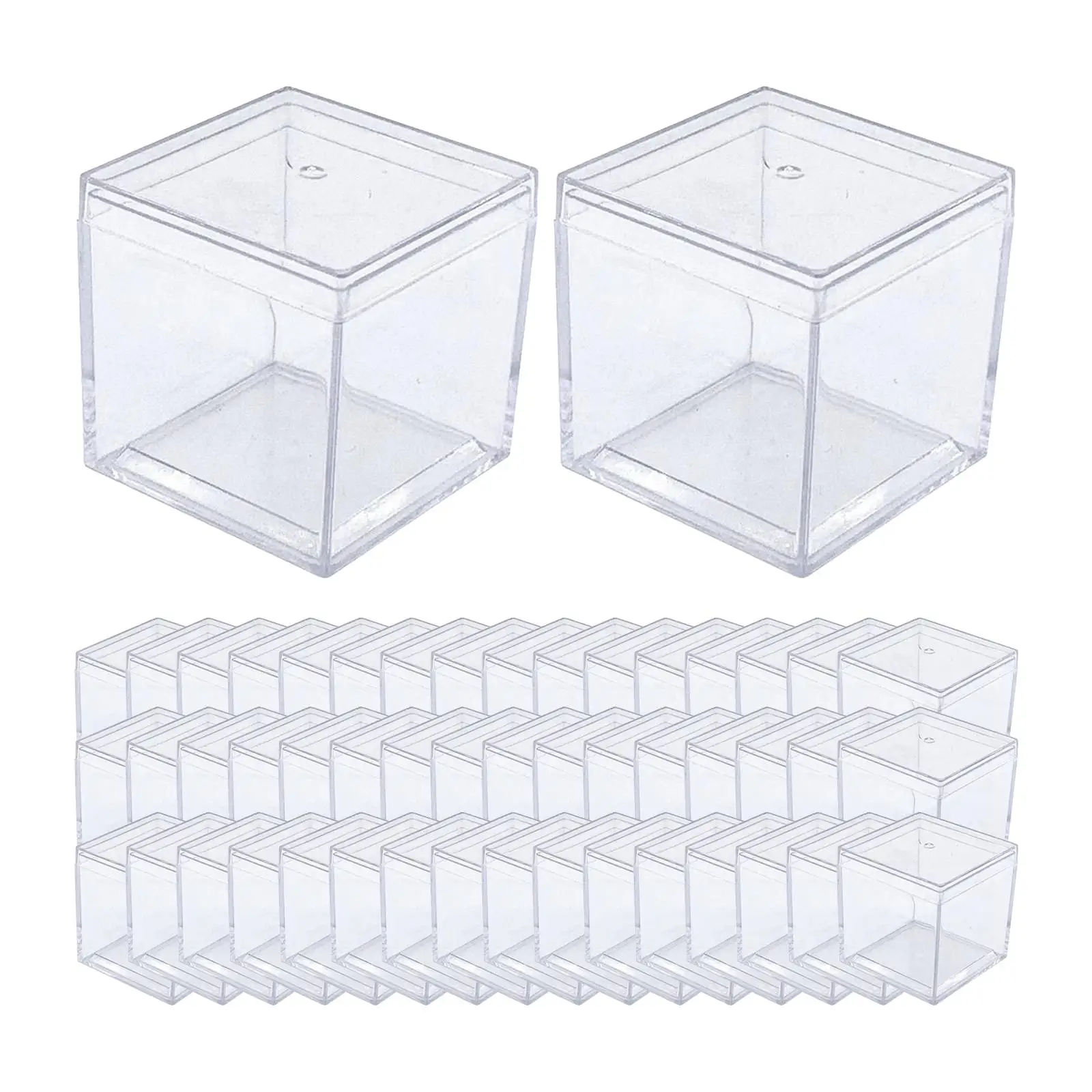 

50 Pieces Dustproof Acrylic Display Case 3.3x3.3x3.3cm Freestanding Retail Storage Organizer Cube for Doll Toys Crafts Supplies