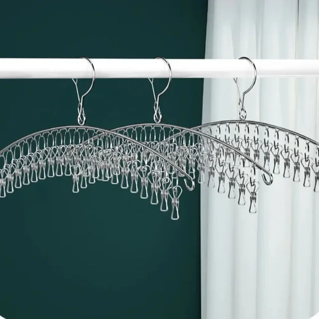 10/20 Pioli In Acciaio Inox Vestiti Asciugatura Gancio Antivento Appendiabiti Pinze Calzino Lavanderia Airer Gancio Biancheria Intima Calzini supporto 5