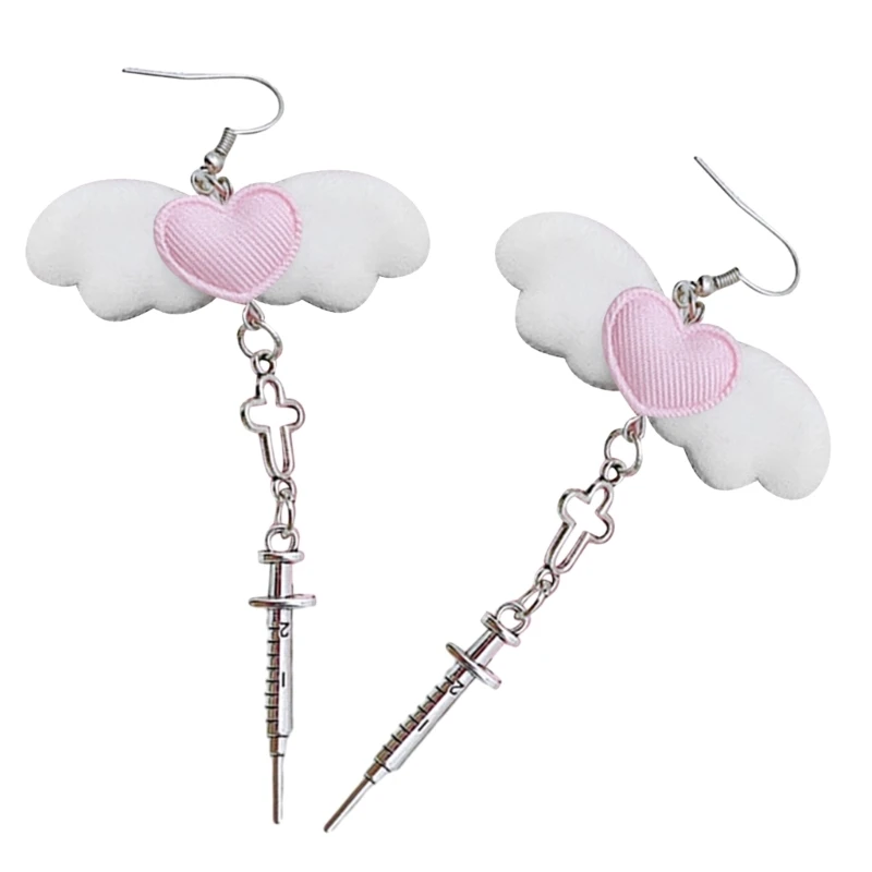 Orecchini Pendenti Con Siringa Ad D'Angelo, Crocifisso, Ganci Per Orecchie Pendenti/Accessori Per Clip Per Orecchie