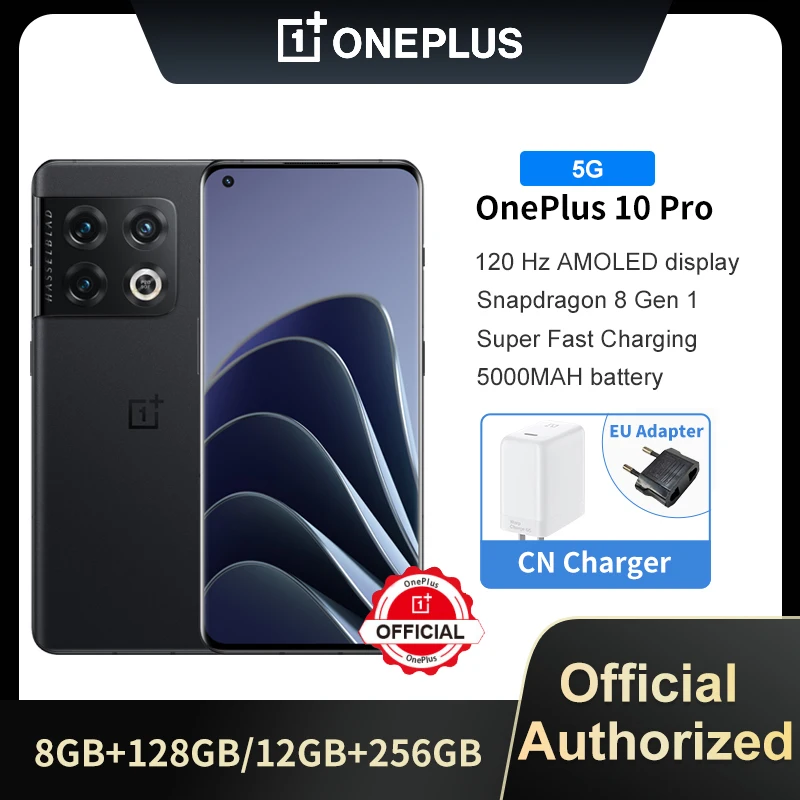 글로벌 롬 원플러스 10 프로 5G 스마트폰, 8GB 128GB 스냅드래곤 8 1 세대 휴대폰, 80W 고속 충전 휴대폰