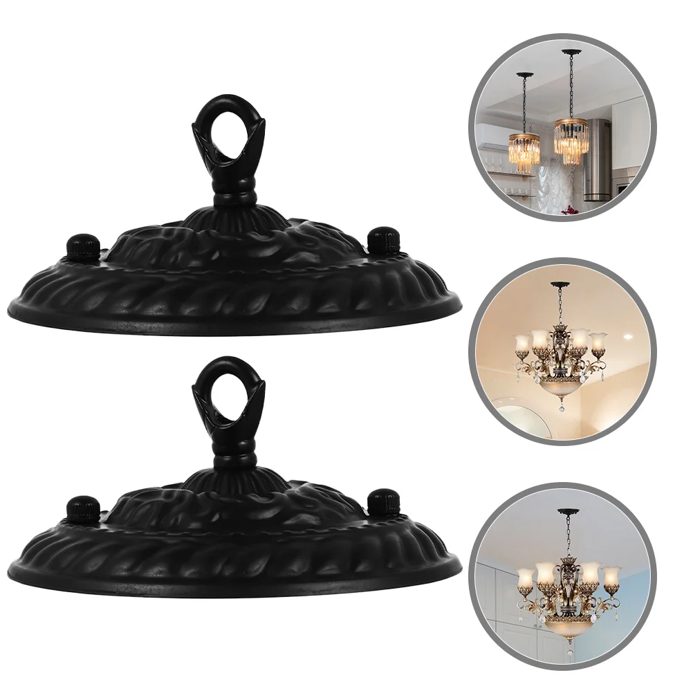

2 Pcs Lighting Hook Ceiling Chandelier Canopy Kit Pendant Cover Plate Steel Parts Fixture Mounting Bracket