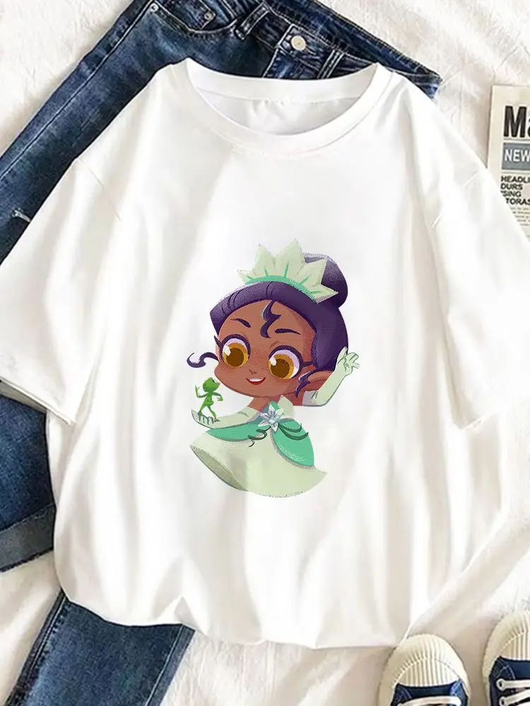 

Disney Lovely Princess Women T Shirt New Products Aesthetic Harajuku Style T-Shirt Comfortable Tiana Princess Cute Modern Top