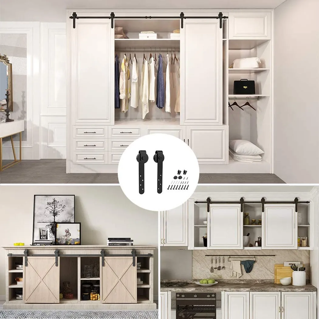 Sliding Barn Door Kits 22x2.8x3.8cm Top Mounted Hanging Rail Carbon Silent Window Roller Track I Shape Hanger T Shape Guide 2PCS sliding door rollers