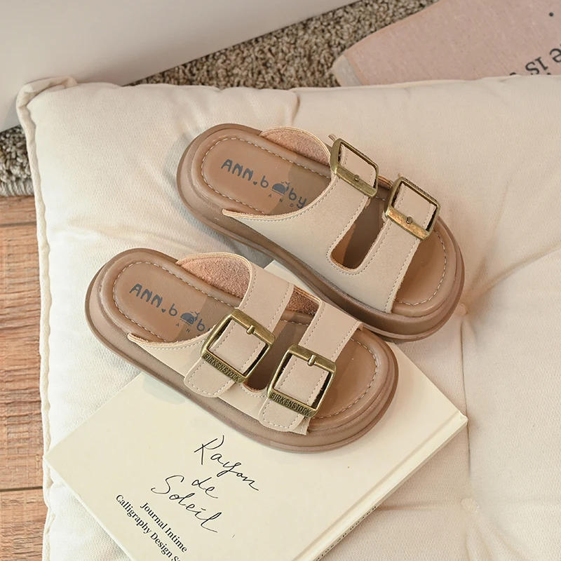 2024 Summer New Children Slippers for Girls Fashionable Comfortable Soft Sole Korean Style Versatile Anti-slippery Beach Shoes 4